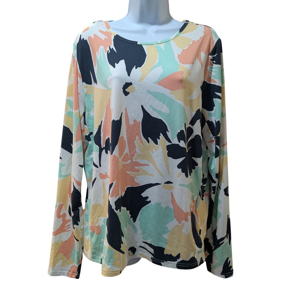 Hang Ten Womens XXL Floral Long‎ Sleeve Sun Shirt UPF 50+ UV Protection Top